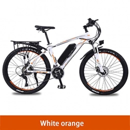 HWOEK Fahrräder HWOEK Mountain Elektrofahrrad, 26 Zoll Erwachsene Trekking E-Bike Mit Austauschbarer Lithiumbatterie 27-Gang Getriebe 350W Motor Rahmen aus Aluminiumlegierung Unisex, White orange, 10AH