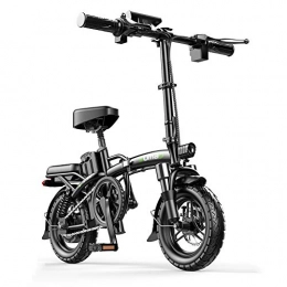 Hxl Fahrräder Hxl 14-Zoll-Falt-Elektrofahrrad 400-W-Mountainbike für Erwachsene mit herausnehmbarer 48V 6Ah Lithiumbatterie Doppelscheibenbremse USB-Anschluss intelligentem Farbbildschirm 3 Fahrmodi, 6AH 30KM