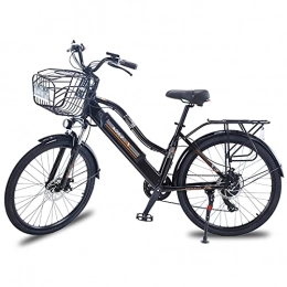 HXXXIN Fahrräder HXXXIN 26-Zoll-Aluminiumlegierung Elektrofahrrad Weibliches Modell Versteckte Batterie Fahrrad Lithiumbatterie Für Erwachsene Unterstütztes Schneemobil, Schwarz