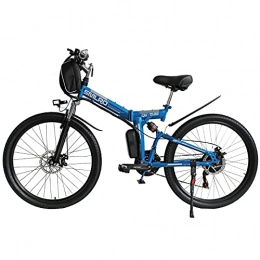 Hyuhome Elektrofahrräder Hyuhome Ebikes für Erwachsene, Folding Electric Bike MTB Dirtbike, 26" 48V 10Ah 350W IP54 Waterproof Design, einfache Lagerung Faltbarer elektrischer Fahrräder für Männer, Blau