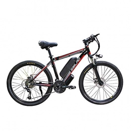 Hyuhome Elektrofahrräder Hyuhome Elektrische Fahrräder für Männer, 26" 48V 250W IP54 Wasserdicht Erwachsener Electric Mountain Bike, 21 Speed-Elektro-Bike MTB Dirtbike mit 3 Riding Modes, Black red