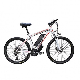 Hyuhome Elektrofahrräder Hyuhome Elektrische Fahrräder für Männer, 26" 48V 250W IP54 Wasserdicht Erwachsener Electric Mountain Bike, 21 Speed-Elektro-Bike MTB Dirtbike mit 3 Riding Modes, White red