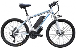 Hyuhome Elektrofahrräder Hyuhome Elektrische Fahrräder für Männer, 26" 48V 360W IP54 Wasserdicht Erwachsener Electric Mountain Bike, 21 Speed-Elektro-Bike MTB Dirtbike mit 3 Riding Modes, White Blue