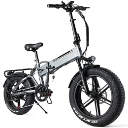IFongsh E-Bike Elektrofahrrad 20" Fat Tire E-Fahrrad klapprad, 48V/10Ah Akku, Off-Road Mountainbike mit Shimano 7 Gängen, City EBike Herren Damen (Silver)