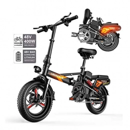 Jieer Fahrräder JIEER Zusammenklappbares Elektrofahrrad für Erwachsene, 400-W-Watt-Motorkomfortfahrräder Hybrid-Liegeräder / Rennräder 14-Zoll-Reifen, Aluminiumlegierung, Scheibenbremse, für das Pendeln im Freien
