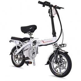 JUN Elektrofahrräder JUN Elektrofahrrad Für Erwachsene, 14-Zoll-Lithium-Batterie 350 (W) Intelligente Generation Von Leichtgewichtigen Faltbaren Zweirad-Roller, Weiß, 7.8Ah / 35km