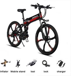 JXH Fahrräder JXH 26 Zoll Electric Mountain Bike Folding Sport Moped mit Abnehmbarer Lithium-Batterie und 350W Hochbrstenmotor, Geeignet fr Erwachsene Mnner und Frauen, Schwarz