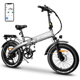 KAISDA Fahrräder KAISDA Verbessertes Elektrofahrrad mit Bluetooth-APP, tragbares faltbares Elektrofahrrad 20 * 4, 0 Zoll fette Reifen mit Shimano 7-Gang-48-V-10-Ah-Akkulaufzeit 60 km für Männer und Frauen RH (70 cm)