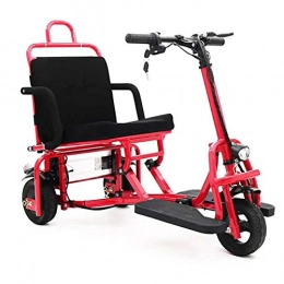 KASIQIWA Fahrräder KASIQIWA Tragbares faltendes elektrisches Dreirad, Aluminiumlegierungs-leichte Lithium-Batterie 10-Zoll-Festreifen-Minidreirad fr altes Alter, Red
