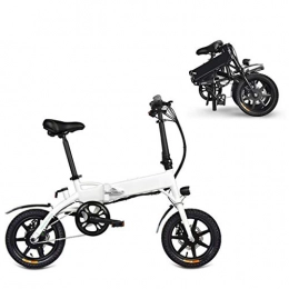 JXXU Fahrräder Klappbare Elektrofahrräder Für Erwachsene Komfortfahrräder Hybrid-Liegeräder / Rennräder 14 Zoll, 250 W, 7, 8 Ah Lithiumbatterie, Aluminiumlegierung, Scheibenbremse Für Erwachsene, Männe(Color:Weiß)