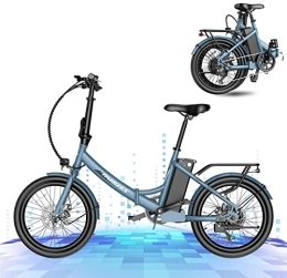 YANGAC Fahrräder Klapprad E-Bike Citybike, Leichtes Pedelec 20'' mit 14.5Ah Li-Ionen-Akku, Hinterradmotor 250W, 36V, 25KM / H, bis zu 110 km, Shimano 7S-Gang, Geeignet für U-Bahn, RV - 26.1KG (Blue)