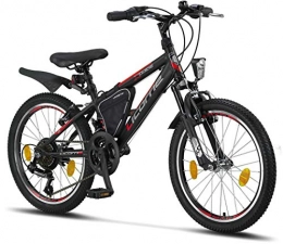 Licorne Bike Elektrofahrräder Licorne Bike Guide Premium Mountainbike in 20 Zoll - Fahrrad für Mädchen, Jungen, Herren und Damen - 18 Gang-Schaltung - Schwarz / Rot / Grau