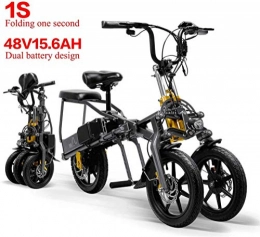 Lincjly Elektrofahrräder Lincjly 2020 Upgraded 2 Batterien 48V 350W Faltbare Mini Tricycle Elektro-Dreirad 14 Inches 15.6Ah 1 Sekunde High-End Elektro-Dreirad Folding Leicht, Reise frei