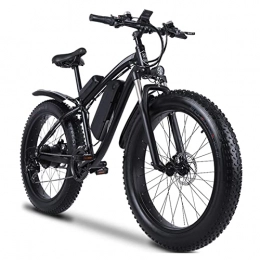 LIU Fahrräder liu Elektrische Fahrrad 1000 Watt for Erwachsene 48V 17AH Elektrische Fahrrad Mountainbike 26 Zoll Fettreifen wasserdichte Elektrofahrrad 28 mph (Farbe : Schwarz, Transmission System : 21 Speed)