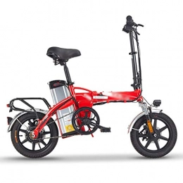LJMG Fahrräder LJMG Elektrofahrrder Zusammenklappbares Elektrofahrrad Fr Erwachsene, 14-Zoll-Elektrofahrrad / Pendler-E-Bike Mit 350-W-Motor, Herausnehmbare 48-V-18-Ah-Batterie (Color : Red, Size : 131 * 54 * 99cm)