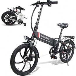 LOKE Elektrisches Fahrrad für Erwachsene, Faltbare E-Bikes 20", 48V, 10.4Ah, 350W, 7-Gang Motor Elektro-Fahrräder für Arbeit, Reisen, Außen,Schwarz