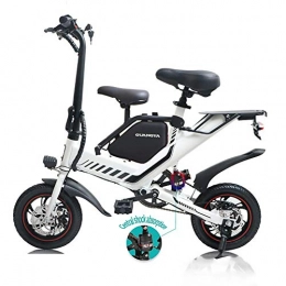 LOO LA Elektrofahrräder LOO LA E-Bike in Tempomat, Elektro Faltrad mit Lithium-Akku (400w 36v 6A, 7.5A, 10A), 14 Zoll Reifen, Verstellbarer Sitz, Erwachsene Trekkingrad Mit LED-Licht, Weiß, 6ah