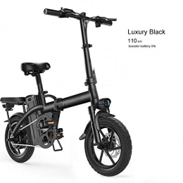 Luckylj Elektrofahrräder Luckylj Zusammenklappbares Elektrisches Fahrrad-E-Bike Mit Austauschbarem 48-V-Lithium-Ionen-Akku, 14-Zoll-Ebike Mit 400-W-Motor, flagshipblack