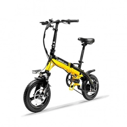 LUO'S Fahrräder LUO Elektrofahrrad Mini Portable Folding E Bike, 14 Zoll Elektrofahrrad, 36V 350W Motor, Magnesiumlegierungsfelge, Federgabel, Schwarz Gelb
