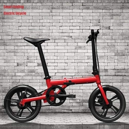 LUO Fahrräder LUO Roller, 16-Zoll-Smart-Folding-Elektrofahrrad aus Stoff, leichtes Elektrofahrrad aus Aluminiumlegierung, abnehmbarer Lithium-Ionen-Akku, LCD-Flüssigkristallinstrument, Acs-Tempomat, Schwarz, rot