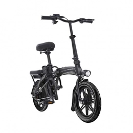 Luyuan Fahrräder Luyuan Faltendes elektrisches Fahrrad 14 Zoll-intelligentes LED-Licht-Batterie-Auto-kleine Lithiumbatterie 48V10AH Fahrrad, Lebensdauer 50km (Color : Black)