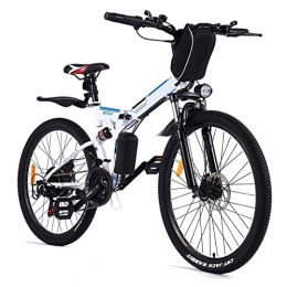 LWL Fahrräder LWL elektrofahrrad Elektrische Fahrrad Falten for Erwachsene 26-Zoll-Reifen 350W 36V-Berg E Bike 21 Geschwindigkeit E-Bike-Scheibenbremse mit Lithium-Ionen-Batt-Elektrofahrrad (Farbe : White Blue)