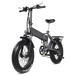 LWL Elektrofahrräder LWL elektrofahrrad Faltbares elektrisches Fahrrad for Erwachsene 20-Zoll-Fettreifen 4 8V 500W. Motor im Freien Radfahren Mountain Beach Schnee Ebike Fahrrad for Männer (Farbe : Grau)