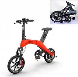 LYGID Elektrofahrräder LYGID Ebike Faltbares elektrisches Fahrrad Moped fr Erwachsenen Mit 350W Motor LED-Frontleuchte 14 Zoll Aufblasbarer Gummireifen120 kg Nutzlast Fr Erwachsene, Rot