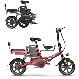 LZMXMYS Elektrofahrräder LZMXMYS Elektrisches Fahrrad, 14" Folding Elektro-Bike for Erwachsene, 400W elektrisches Fahrrad, Pendeln Ebike, auswechselbare Lithium-Batterie 48V, Rot, 11AH