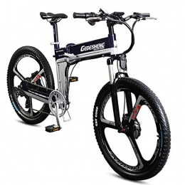 MERRYHE Elektrisches Faltendes Fahrrad 400W-48V-10AH Abnehmbares Li-Batterie Gebirgsfahrrad 21 Geschwindigkeits-Zahnrad-Schnee-Fahrrad E-Fahrrad MTB Citybike,Blue-48V10AH
