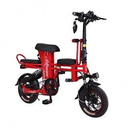 MSM Elektrofahrräder Mini Falten Mutter E-Bike, Lithium-Batterie Mutter Kind DREI Sitze Porable Elektrofahrrad, Erwachsene Scooter Pedelec Rot 30-35km, 48v
