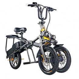 MSM Fahrräder MSM EIN klick Schnelle Falten E-Bike, Tragbares Pullable Elternteil-Kind Pedelec, Dreirad Dual Lithium-Batterie Elektrofahrrad Scooter Schwarz 350w 48v 7.5ah