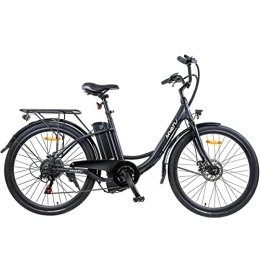 MYATU Elektrofahrräder Myatu 26" E- Citybike Kettenschaltung Elektrofahrrad 250W Akku 12, 5Ah36V 6 Gang (Schwarz)
