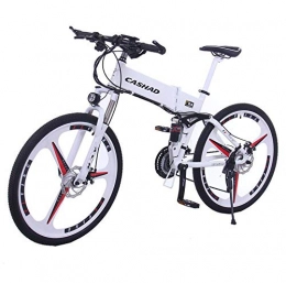 MYYDD Elektrisches Mountainbike, 26 Zoll Falte-E-Bike 350W 24 Speeds Citybike Commuter Bike mit 36V 10Ah Ressable Lithium-Batterie,White