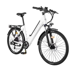 nakxus Elektrofahrräder nakxus 26M208 E-Bike, Elektrofahrrad 26'' Trekkingrad E-Cityrad mit 36V 12, 5Ah Lithium-Akku für Lange Reichweite bis 100KM, 250W Motor, EU-konformes mit App（Weiß）