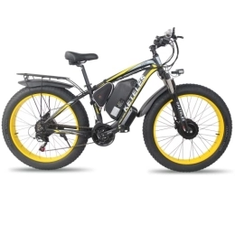 N\F Fahrräder NF 26-Zoll-Elektrofahrrad, 4, 0-Breitreifen-Snowbike, Mountainbike, ATV, ausgestattet mit vorderen und hinteren Doppelmotoren, 48V23Ah-Samsung-Batterie, geeignet für Erwachsene (gelb)
