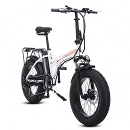 ONLYU Fahrräder ONLYU Elektro-Bike, 500W 20Inch 4.0 Fat Tire Beach Cruiser Bike Booster Fahrrad Folding 48V15AH Lithium-Batterie Ebike Mit LCD-Display, 7-Gang-Doppelscheibenbremsen Für Unisex, Weiß