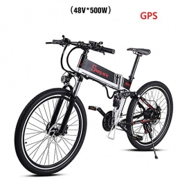 ONLYU Fahrräder ONLYU Elektro-Mountainbike, 500W 48V10.4Ah Lithium-Batterie-Elektrisches Fahrrad Eingebauten GPS Positioning System 21 Shift-Geschwindigkeit Höchstgeschwindigkeit 45Km / H, Schwarz