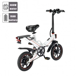 OUXI Fahrräder OUXI V5 Elektrofahrrad, Elektrofahrrder fr Erwachsene Faltbares Klappmaximum Geschwindigkeit 25 km / h 48 V 10 Ah Lithiumbatterie 400 W 14-Zoll-Rad-Mini-E-Bikes fr Herren-Teenager (wei)