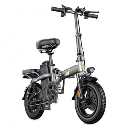 Pc-ltt Fahrräder Pc-ltt 14 Zoll Elektrofahrrad mit 8AH 48V Lithium-Ionen-Akku 400W Motor Leichtes City E-Bike Klappbar, Kohlenstoff Legierung Faltbares Mountainbike für Erwachsene, Grau, 8AH