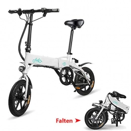 Phaewo Elektrofahrräder Phaewo Klappbares Elektrisches Fahrrad, Fiido D1 Ebike 10.4Ah Li-Ionbatterie 250W DREI Arbeitsmodi 14 Zoll mit vorderem LED-Licht für Erwachsenen (D1-Weiß1)