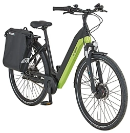 Prophete Fahrräder Prophete Entdecker E-Bike eC800 | Erwachsenen E Bike Herren / Damen | Elektrofahrrad Unisex | Pedelec City-E-Bike | Fahrrad 28 Zoll | Citybike mit Vorderradmotor | ‎Glanz Schwarz / Grün