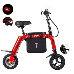 PXQ Elektrofahrräder PXQ Mix tragbares elektrisches Fahrrad verbesserte 36V 10AH 250W elektronischen faltenden Fahrzeug-Roller mit Kindersitz und Einkaufstasche, 10 Zoll wasserdichte Mobilität Bike13KG, Red