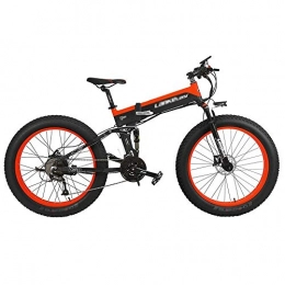 Qinmo Elektrofahrräder Qinmo Faltbare 26-Zoll-Elektro-Mountainbike mit herausnehmbarem 48V Lithium-Ionen-Akku, geeignet for Männer, Frauen, Outdoor-Sport Reiten (Color : Black red)
