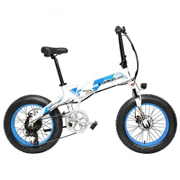 Qinmo Elektrofahrräder Qinmo Folding Mountain Bike, 400W elektrisches Fahrrad, Fat Tire Ebike, 48V 12.8AH 7 Geschwindigkeits-Schnee-Fahrrad, Aluminium Rahmen Mountainbike (Color : White Blue, Size : 10.4ah)