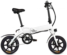 QUETAZHI Elektrofahrräder QUETAZHI 14 Inches Faltbarer elektrischer Fahrrad-Elektromotor unterstütztes Fahrrad Fahrrad 250W 36V 7.8AH / 10.4AH (Handy-Halter mit USB) QU526 (Color : White, Size : 10.4AH)
