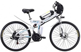 RDJM Elektrofahrräder RDJM Ebike e-Bike, Elektrisches Fahrrad, Folding Electric, High Carbon Stahl Material Mountainbike mit 26" Super-21 Gang-Schaltung, 500W Motor Abnehmbarer, Lithium-Batterie 48V (Color : White)