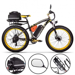 RICH BIT-XJC Elektrofahrräder Rich BIT Elektrische Fahrrad Herren E-Bike Fat Snow Bike 1000W-48V-17Ah Li-Batterie 26 * 4.0 Mountainbike MTB Shimano 21-Gang-Scheibenbremsen Intelligentes elektrisches Fahrrad (Yellow Plus)