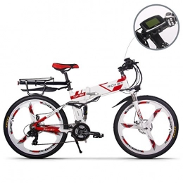 Unbekannt Fahrräder RICH BIT Elektrofahrrder RT-860 e-Bike MTB Bike 36V 12.8Ah Akku Li-Ion Aluminium Klappbarer Rahmen Federgabel 26 zoll Shimano 21-fach Scheibenbremse Intelligentes E-Bike (RED NEW)