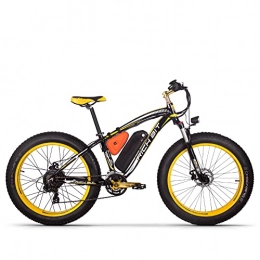 RICH BIT Fahrräder RICH BIT Herren Elektrofahrrad 48V 17AH, 26 * 4, 0 Zoll Fatbike Mountainbike für Erwachsene, abschließbare Federgabel(Schwarz & Gelb)